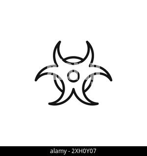 Contour de vecteur de signe de logo d'icône de danger biologique en couleur noir et blanc Illustration de Vecteur