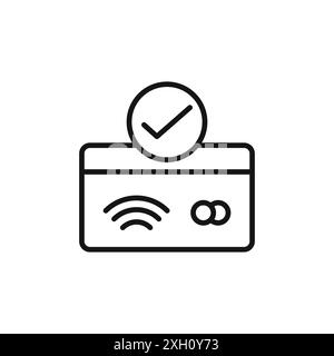 Contour vectoriel de signe d'icône de paiement sans contact en noir et blanc Illustration de Vecteur