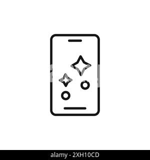 nettoyer le contour de vecteur de signe de logo d'icône de verre de téléphone en noir et blanc Illustration de Vecteur