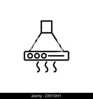 Contour vectoriel de signe de logo d'icône de hotte d'extraction en noir et blanc Illustration de Vecteur