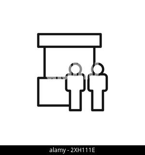 contour vectoriel de signe de logo de stand d'exposition en noir et blanc Illustration de Vecteur