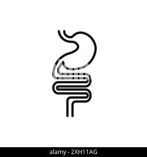 Contour de vecteur de signe de logo d'icône de système digestif en couleur noire et blanche Illustration de Vecteur