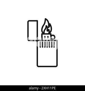 contour de vecteur de signe de logo d'icône de briquet de feu en couleur noire et blanche Illustration de Vecteur