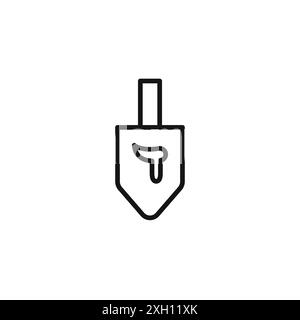 dreidel icône logo signe vectoriel contour en noir et blanc Illustration de Vecteur