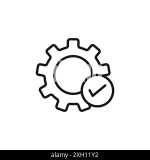 Contour vectoriel de signe d'icône d'installation facile en noir et blanc Illustration de Vecteur
