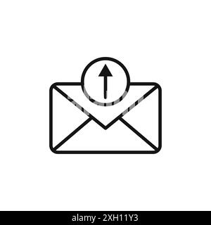 email ou mail envoyer icône logo logo contour vectoriel en noir et blanc Illustration de Vecteur