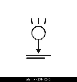 Contour de vecteur de signe de logo d'icône de gravité en couleur noire et blanche Illustration de Vecteur