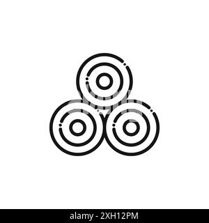 Contour de vecteur de signe de logo d'icône de balle de foin en couleur noire et blanche Illustration de Vecteur