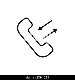 icône appels sortants entrants logo signe vectoriel contour en noir et blanc Illustration de Vecteur