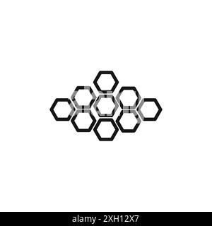 Contour de vecteur de signe de logo d'icône de nid d'abeille en couleur noire et blanche Illustration de Vecteur