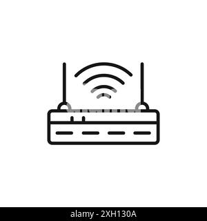 contour vectoriel de signe d'icône de routeur internet en noir et blanc Illustration de Vecteur