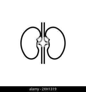 contour de vecteur de signe de logo d'icône de rein en couleur noire et blanche Illustration de Vecteur