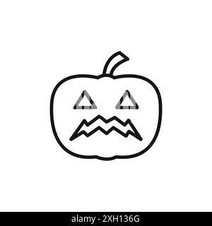 Contour vectoriel de signe de logo d'icône de citrouille d'Halloween en couleur noire et blanche Illustration de Vecteur