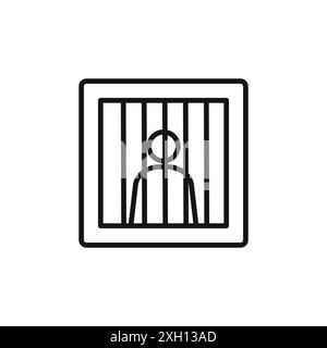 icône de prisonnier criminel de prison logo signe vectoriel contour en noir et blanc Illustration de Vecteur