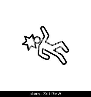 man fall down icône logo signe contour vectoriel en noir et blanc Illustration de Vecteur