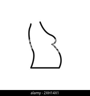 Contour vectoriel de signe de signe d'icône de mal de dos de femme enceinte en couleur noire et blanche Illustration de Vecteur