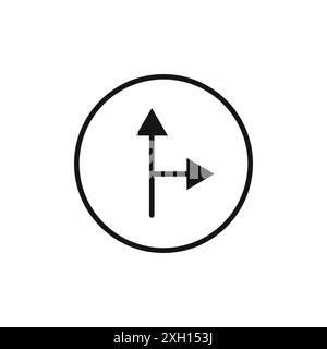 Contour de vecteur de signe de logo d'icône de route du côté gauche en noir et blanc Illustration de Vecteur