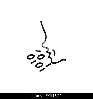 man toux icône logo signe vectoriel contour en noir et blanc Illustration de Vecteur