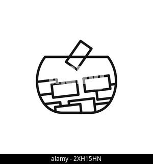 Contour de vecteur de signe de logo d'icône de tombola en couleur noire et blanche Illustration de Vecteur