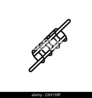 Contour de vecteur de signe de logo d'icône de silencieux en couleur noire et blanche Illustration de Vecteur