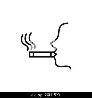 homme fumant icône cigarette logo logo contour de vecteur de couleur noire et blanche Illustration de Vecteur