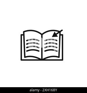 Contour de vecteur de signe de logo de bibliothèque en ligne en noir et blanc Illustration de Vecteur