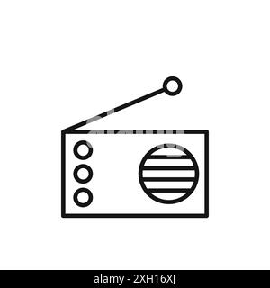 contour de vecteur de signe de logo d'icône de radio en couleur noir et blanc Illustration de Vecteur