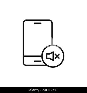 contour vectoriel de signe de logo d'icône de téléphone silencieux en noir et blanc Illustration de Vecteur
