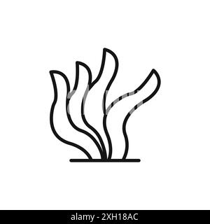 Contour de vecteur de signe de logo d'icône d'algues en noir et blanc Illustration de Vecteur