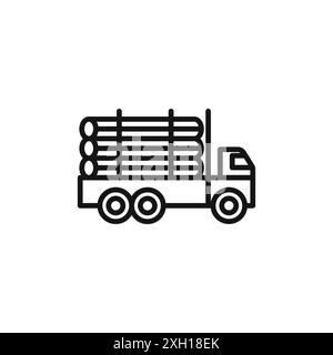 Contour de vecteur de signe de logo de camion de bois en noir et blanc Illustration de Vecteur