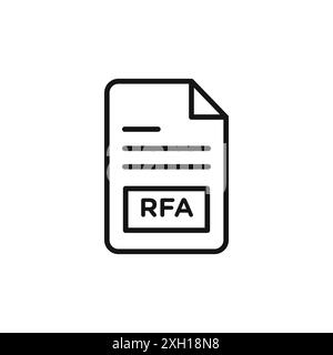 RFA File icône logo signe vectoriel contour en noir et blanc Illustration de Vecteur