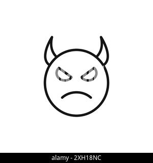 satan evil icône logo signe vectoriel contour en noir et blanc Illustration de Vecteur