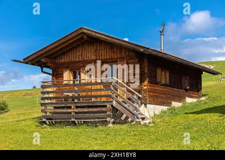 Cabanes sur la Seiser Alm, Alpe di Siusi, Tyrol du Sud Banque D'Images