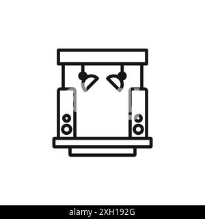 Contour de vecteur de signe de logo d'icône de scène en noir et blanc Illustration de Vecteur