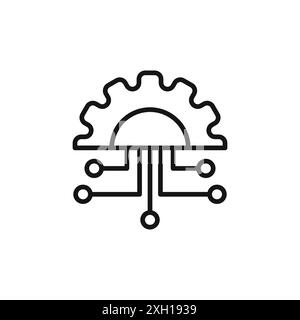 contour de vecteur de signe de logo d'icône de technologie en couleur noir et blanc Illustration de Vecteur