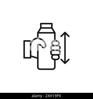 Shake Well icône logo signe vectoriel contour en noir et blanc Illustration de Vecteur