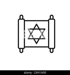 Contour vectoriel de signe de logo d'icône Torah en couleur noire et blanche Illustration de Vecteur