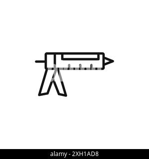 contour de vecteur de signe de logo d'icône de pistolet de scellant en couleur noire et blanche Illustration de Vecteur