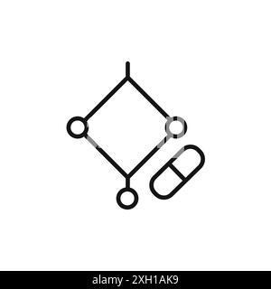 Contour vectoriel de signe d'icône d'acides aminés de vitamine en noir et blanc Illustration de Vecteur