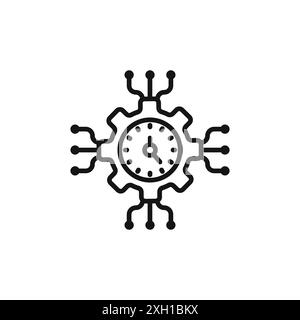 Contour de vecteur de signe de logo d'icône de gestion du temps en noir et blanc Illustration de Vecteur