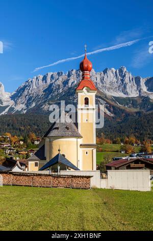 Vue sur aller devant le Wilder Kaiser, Tyrol, Autriche Banque D'Images