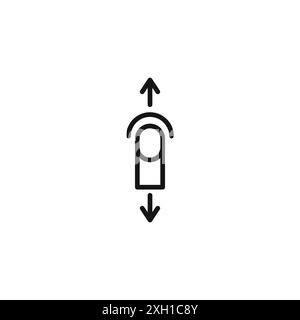 Contour vectoriel de signe de logo d'icône de glissement vertical en noir et blanc Illustration de Vecteur