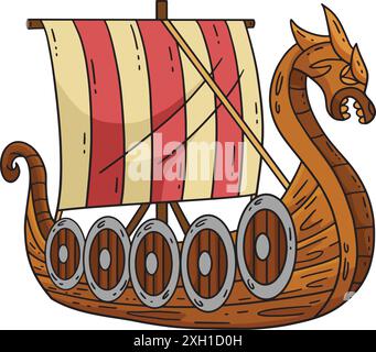 Viking Ship Cartoon Colored Clipart illustration Illustration de Vecteur