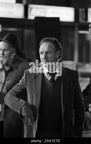 GENE Hackman sur le tournage du film 'Target', réalisé par Arthur Penn en 1985 Banque D'Images