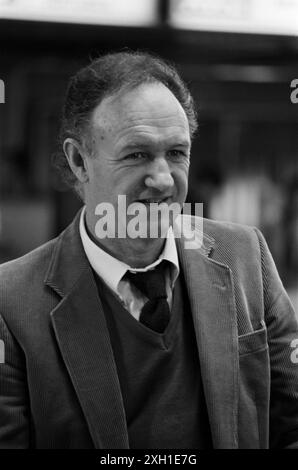 GENE Hackman sur le tournage du film 'Target', réalisé par Arthur Penn en 1985 Banque D'Images