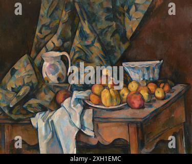 Tableau intitulé 'nature morte avec des pommes et des pêches' de Paul Cézanne (1839-1906), peintre post-impressionniste français. Huile sur toile datée de 1905 et située à la National Gallery of Art de Washington Banque D'Images
