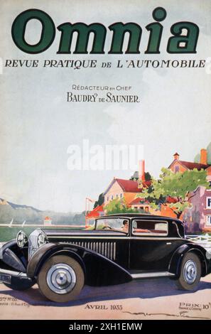 Couverture de magazine AUTOMOBILE 1933 Omnia par Roger Soubie 1898 - 1984 illustrateur et dessinateur français ; Banque D'Images