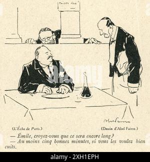 Dessin d'Abel Faivre publié dans l'hebdomadaire satirique français 'la Baïonnette' n°28, le 13 janvier 1916. Numéro spécial intitulé 'Taisez-vous ! Méfiez-vous !' (Tais-toi ! Attention !). Banque D'Images