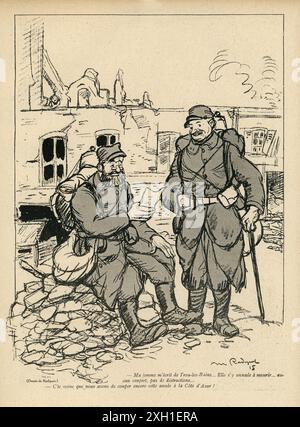 Dessin de Maurice Radiguet publié dans l'hebdomadaire satirique français 'la Baïonnette' n°30, le 27 janvier 1916. Numéro spécial intitulé 'les Pépères' (Cushy). Banque D'Images