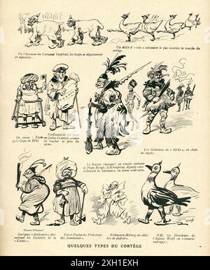 Dessin d'Henri Henriot publié dans l'hebdomadaire satirique français 'la Baïonnette' n°36, le 9 mars 1916. Numéro spécial intitulé 'Kaiser-Karnaval'. Banque D'Images